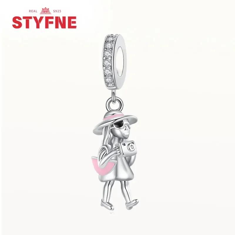 

Silver S925 Colorful Travel Luggage Charms Plane Beads Fit Bracelets DIY Anniversary Jewelry for Women Fine Gift