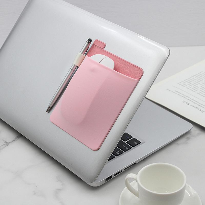 1Pc Adhesive Sticker Mouse Storage Bag Laptop Back Cover Mouse Sleeve Digital Hard Drive Carrying Case Pocket Pouch 15x14x11.5cm