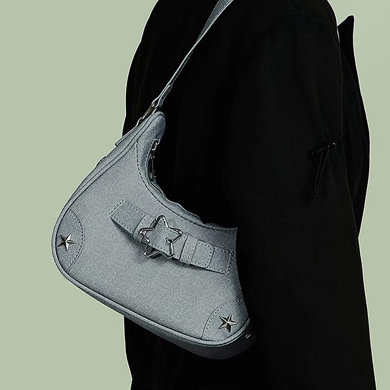 

Vintage Casual Cute White Star Shoulder Underarm Tote Bag Ladies Sling Bags Leather Zip Purses Handbags For Women 22x7.5x18cm джинсовый