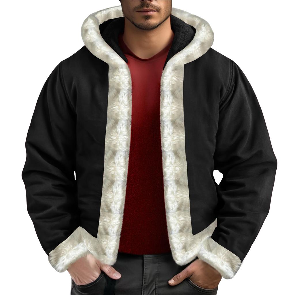 Men's  Hooded  Hood  Hoodie  Adding   Fleece  Cardigan  Coat