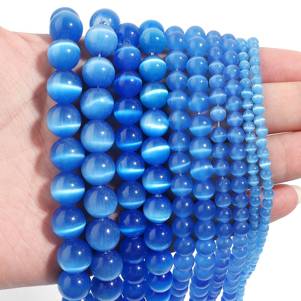 4/6/8/10/12mm Multicolor Natural Cat Eye Stone Beads For Jewelry Making Loose Spacer Round Beads DIY Charms Bracelet Necklace