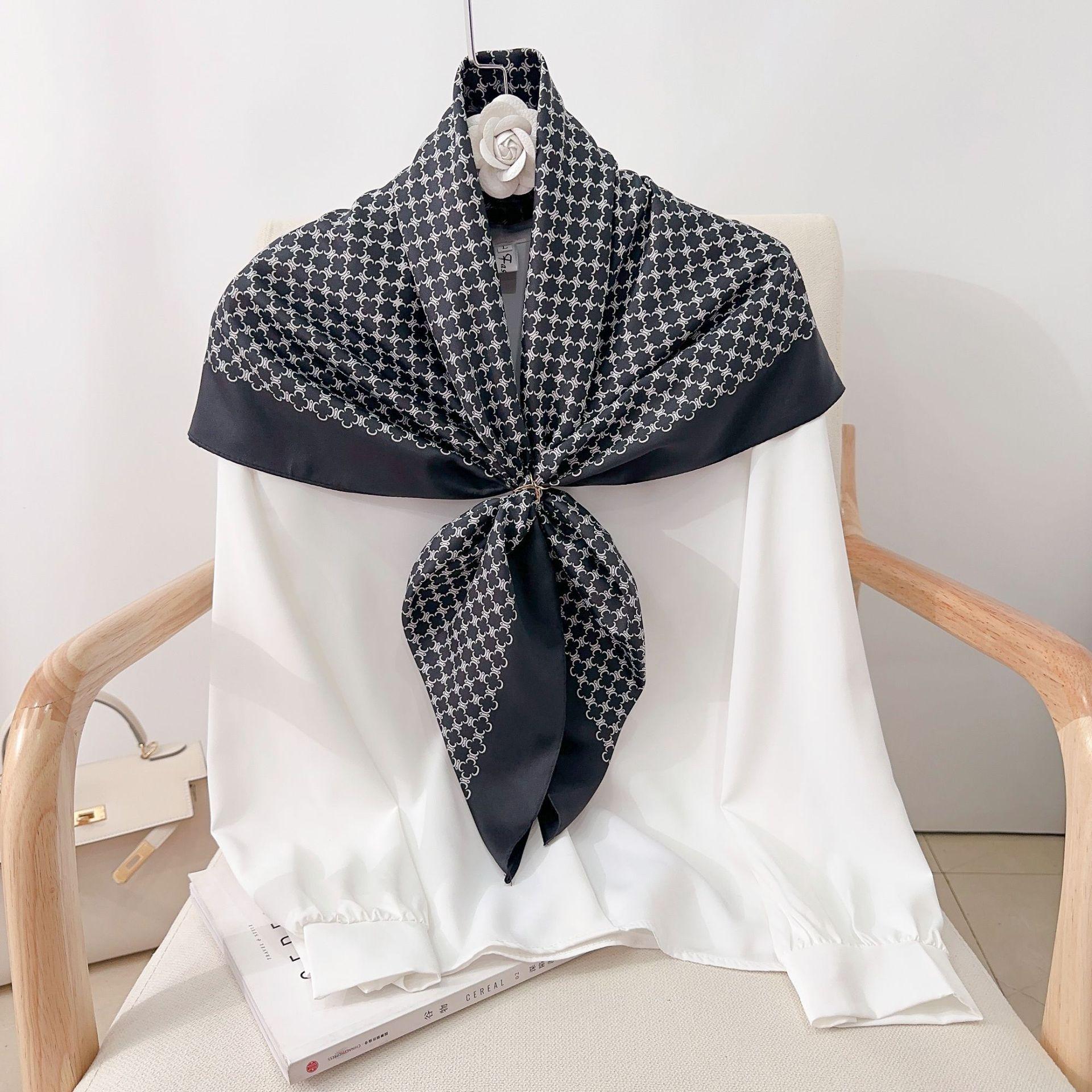 

90 см квадратный большой квадратный шарф Four Seasons, роскошная декоративная рубашка, профессиональный платок, повязка на голову, солнцезащитный платок 90*90cm