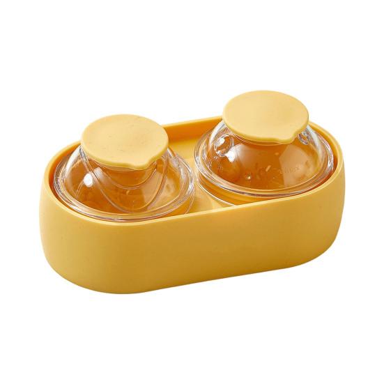 Yousheng Ice Ball Mold Tray 2 Cavity Spherical Ice Maker with Lid Non-Stick Silicone Freezer Mold for Whiskey Cocktails Mocktails Party Beverage