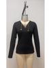Elegant V-Neck Long-Sleeve Chain Women's Autumn/Winter Casual Top