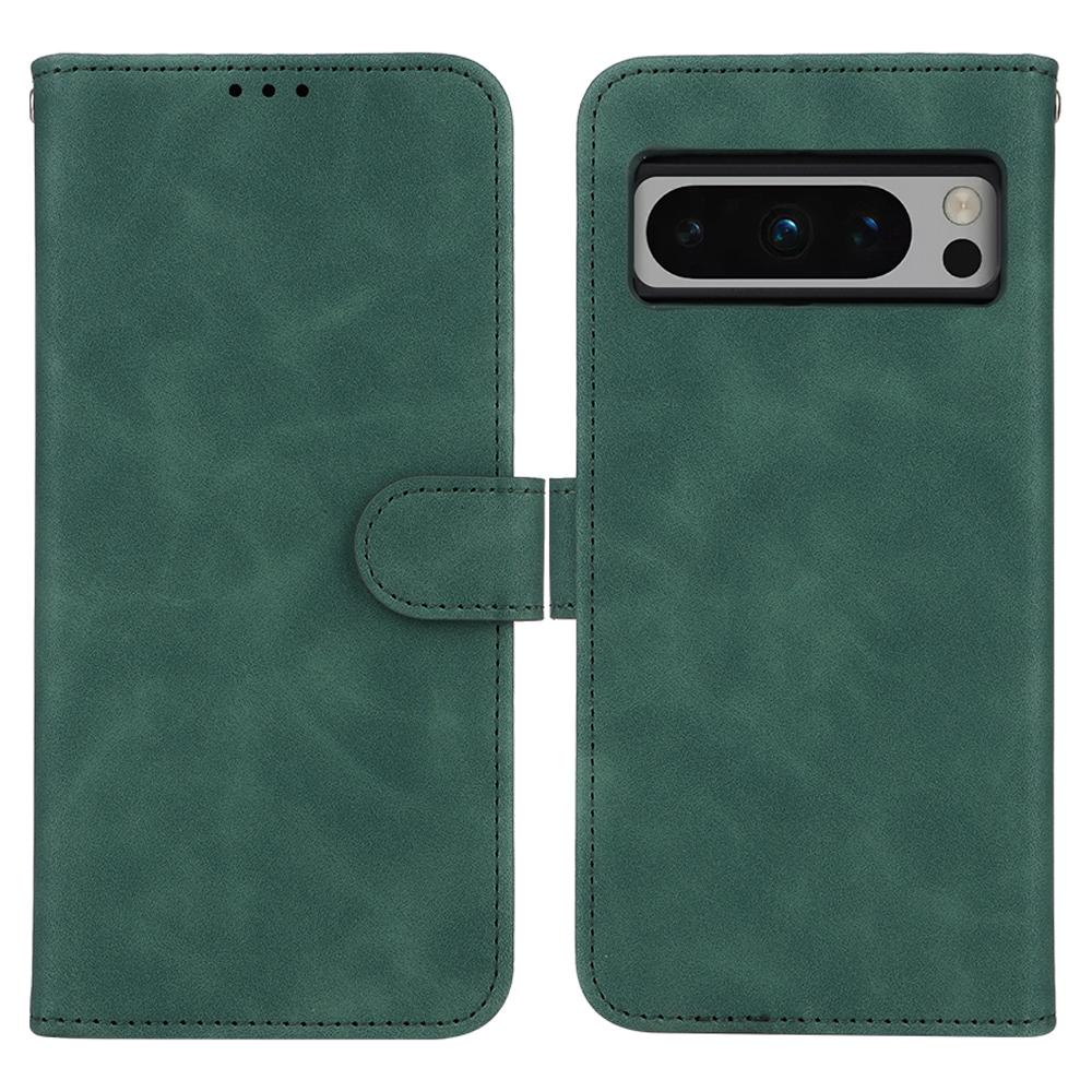 

For Google Pixel 8 Pro PU Leather Phone Case Skin-touch Flip Wallet Stand Cover Green