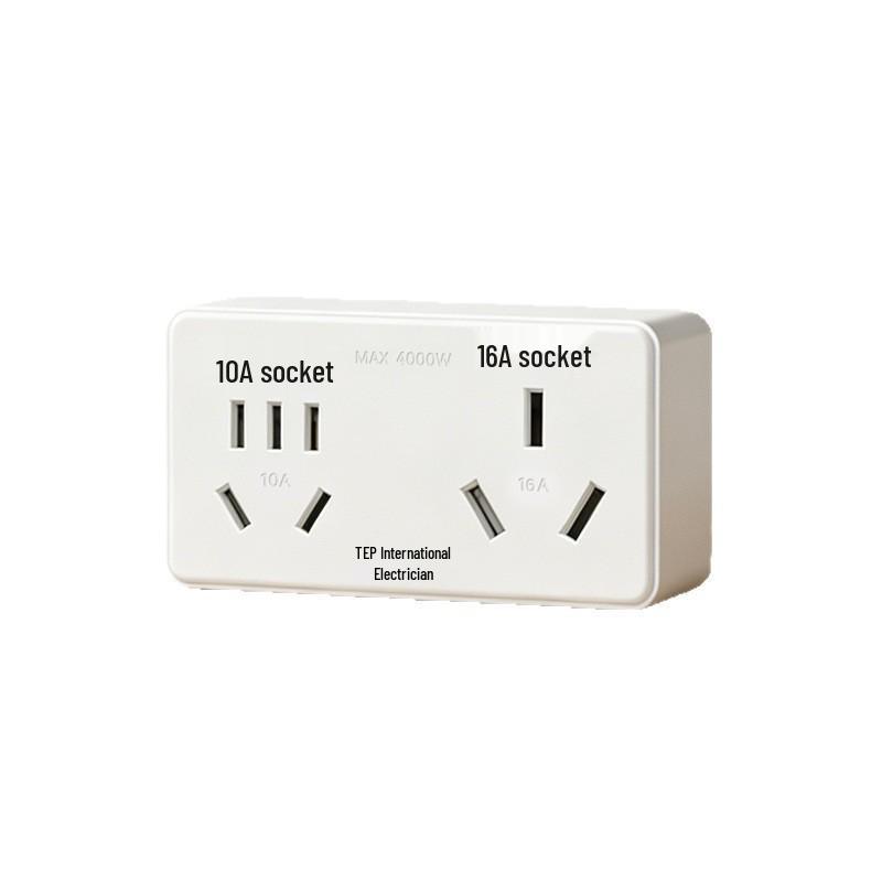 International 10A to 16A Multi-function Air Conditioner Plug Adapter, Dual 16A High-Power Socket Strip