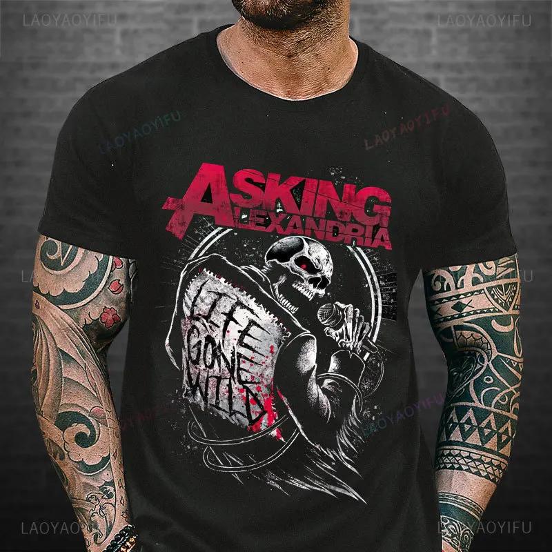 Asking Alexandria Band Grafik 3D Gedrucktes Top Lässige Kurzarm Herren T-Shirts - Weicher Mittlerer Stretch Polyesterstoff Sommer Locker Geschnittene Kleidung