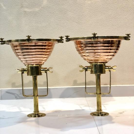 Nautical Marine Wiska Brass, Copper Fluted Cargo Κρεμαστό Φωτιστικό Σετ 2 τεμαχίων