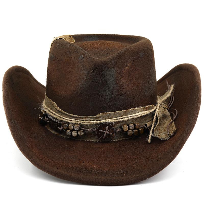 Distressed Western Cowboy Hat Wide Brim Sun Protection Gentleman Hat