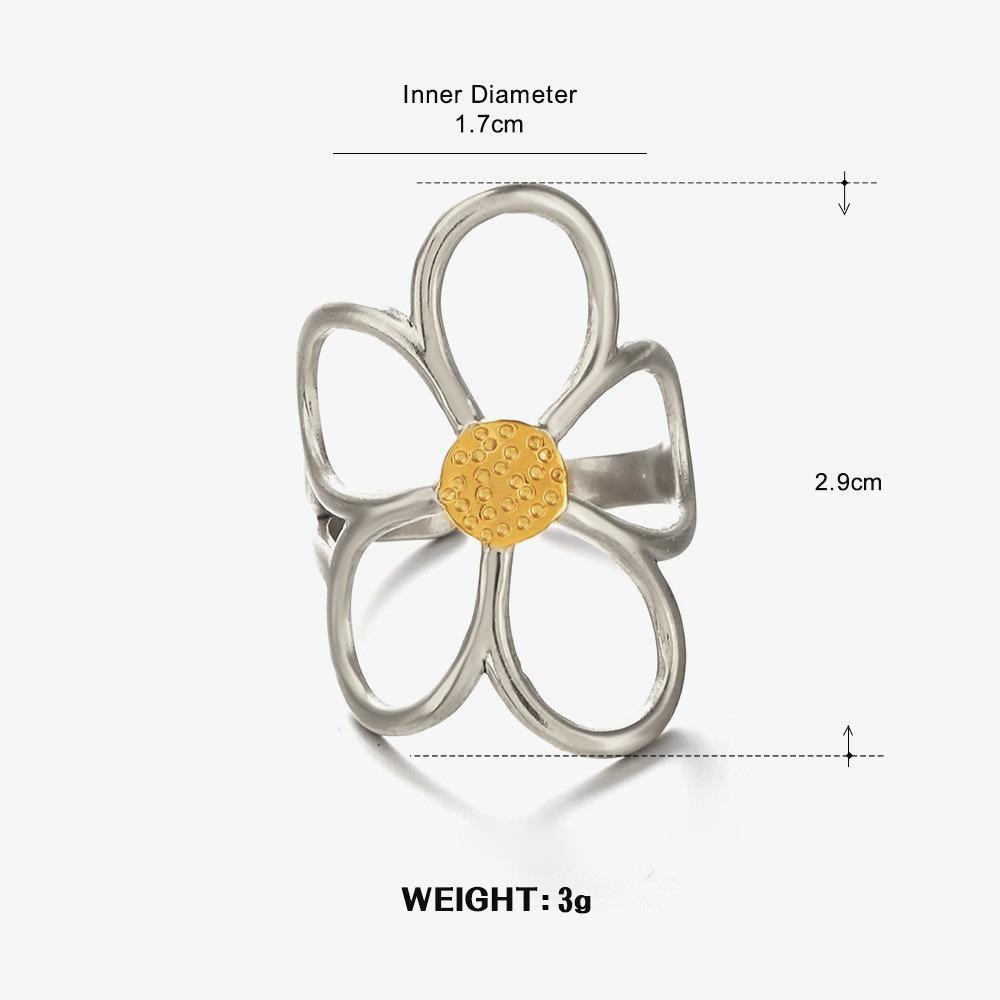 

Two Color Gold Silver Geometric Lines Metal Ring Stainless Steel Unisex Finger Jewelry Minimalist Hollow Fashion Ring