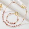Strawberry Quartz & Rose Quartz Freshwater Pearl Jewelry Set for Autumn/Winter