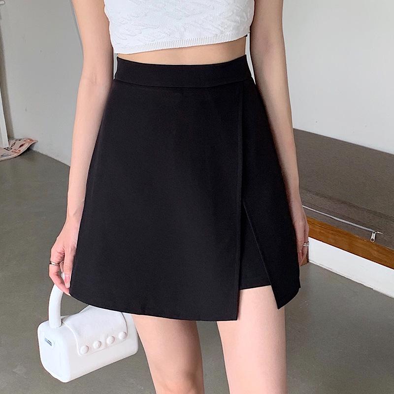 2024 Summer Women's Plus Size High Waist Black A-Line Midi Skirt