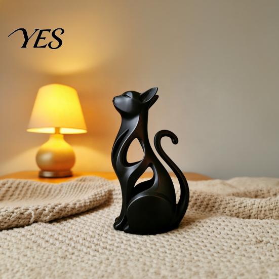 Desktop Cat Decor 3D Printed Hollow Figurine, Modern Abstract Sitting Kitten Statue, Artistic Design Animal Sculpture for Home Decoration, Gift Lovers