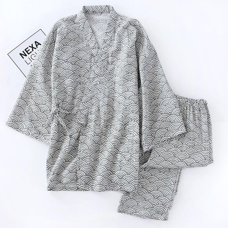 Kimono Robe Pigiami Abbigliamento Uomo Cotone Sottile Primavera Estate Abbigliamento per la Casa Largo Casual Set di Robe da Uomo