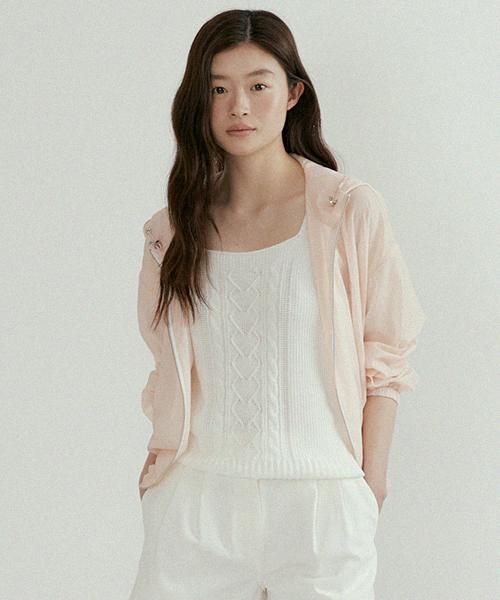 Lingseoul Whole Garment Knit Sleeveless-Ivory
