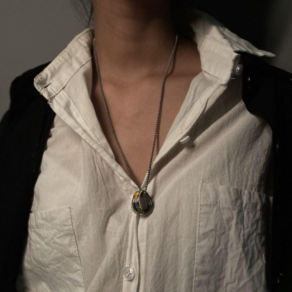 Turkish Charm Ring Pendant Necklace Colorful Clavicle Chain Titanium Steel Necklace Lovers