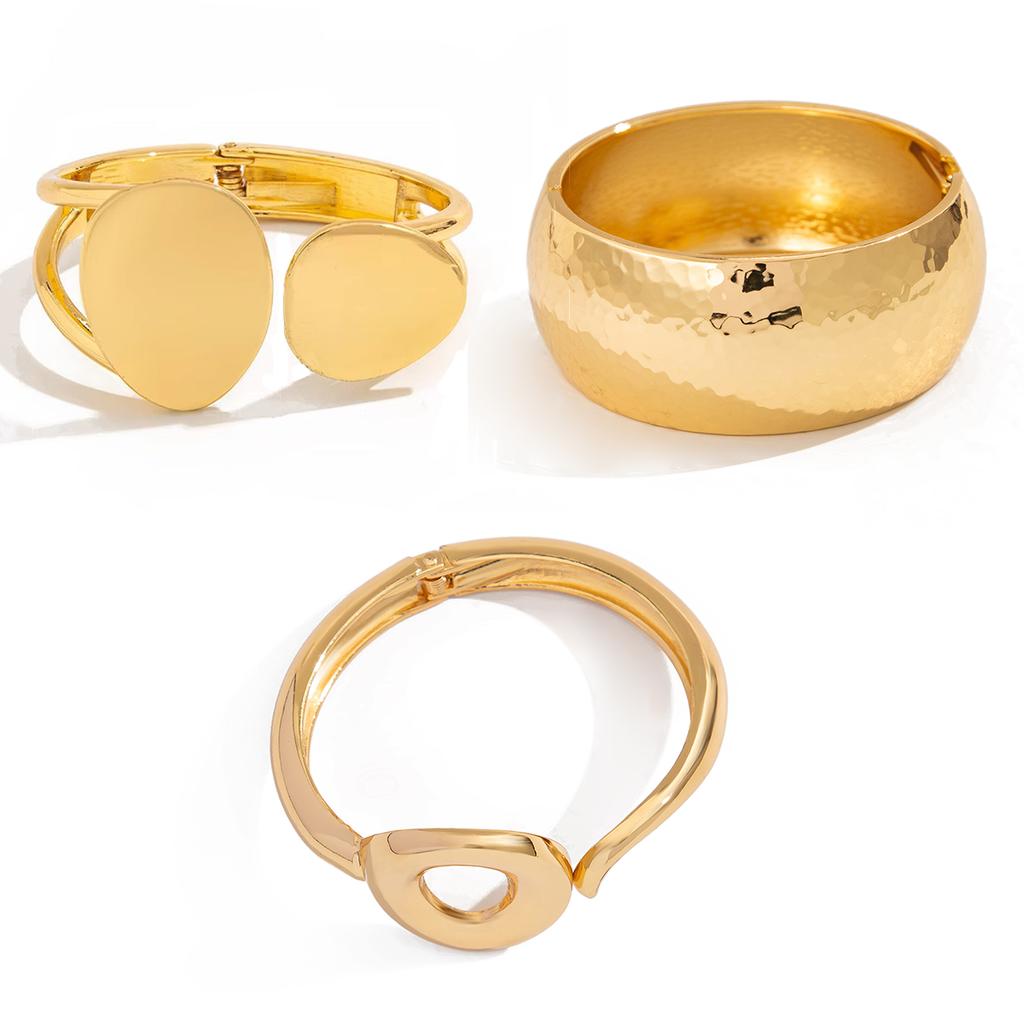 Ingemark Exaggerated Vintage Metal Wide Cuff Bangles Gold Color Geometric Hip Hop Bangles For Women Men Aesthetics Jewelry Gift