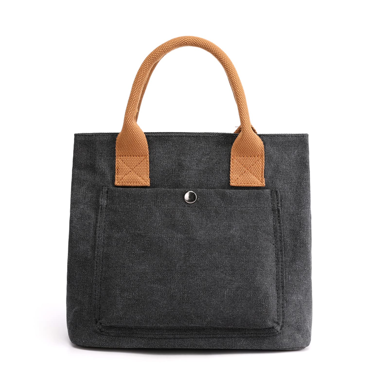 PORRASSO Women s Canvas Tote Bag, Small, Zippered, Handbag, Solid Color, Mini Tote Bag, Mini Bag, Mother s Bag, Lunch Bag, Handbag, Lightweight,