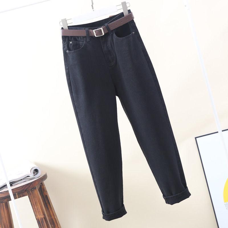 Damen High Waist Harem Jeans - Herbst 2021, Gerader Lockerer Schnitt, Schlanker Neun-Punkt-Schnitt, All-Match Daddy Karottenhose