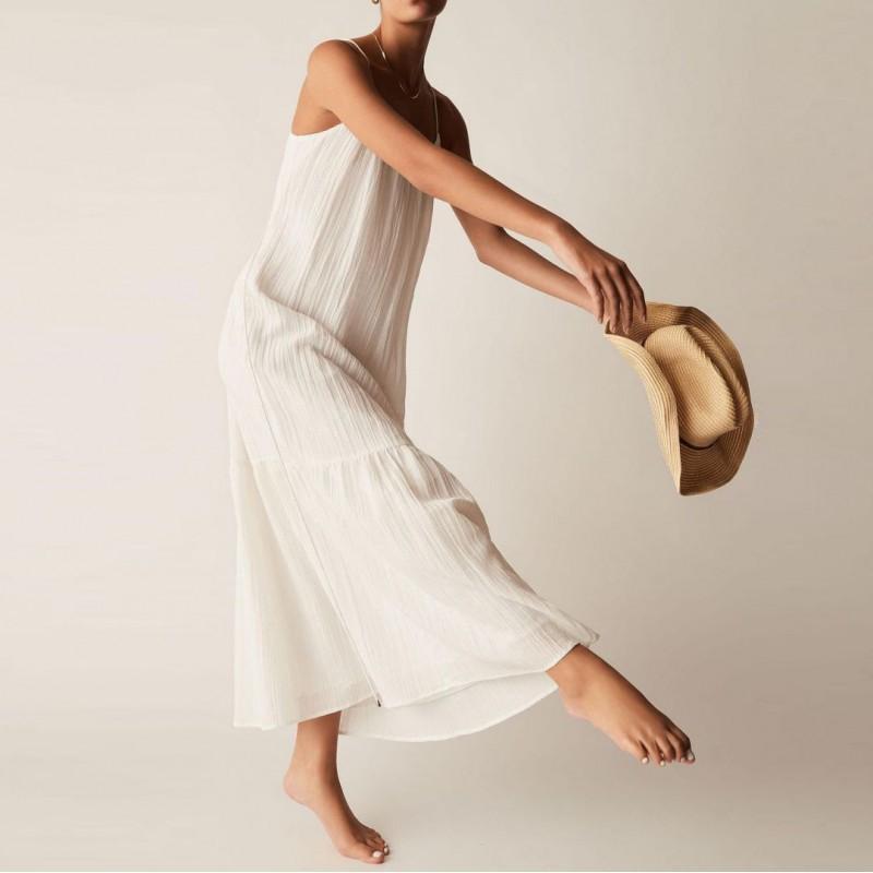 New Style Vacation Casual Long Dress Summer Cotton Elegant Suspender Women