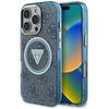 Guess Iml Metal Glitter 4G Circle Triangle Case for iPhone 16 Pro Blue