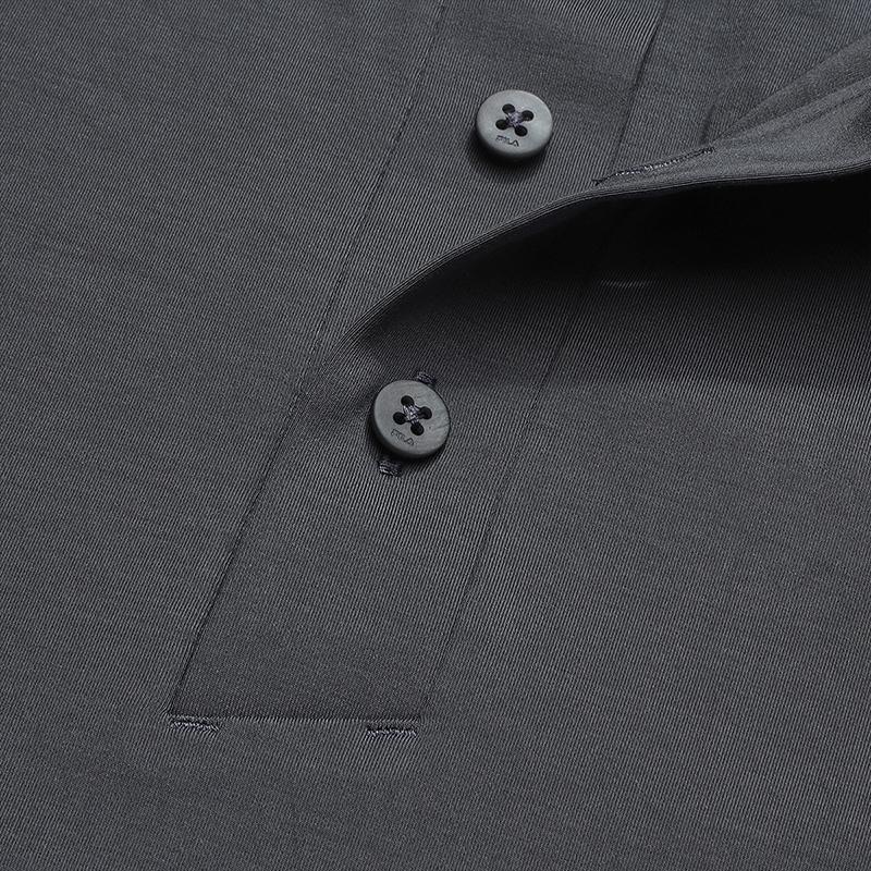 FILA Blue Fashion Classic Simple Business Casual Versatile Comfortable Short Sleeve Polo Shirt Men tops Deep-Charcoal-Gray F11M612107FCC