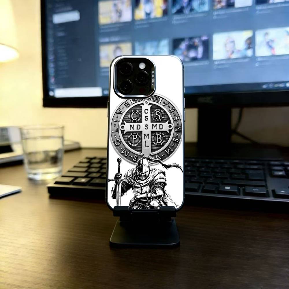 Sao Bento Benedict of Nursia Phone Case For iPhone 17,16,15,14,13,12,11 Plus,Pro Max,XS,Colorful Silver Phone case Funda Cover
