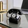 Matte Black Phone Ornament Old Telephone Ornaments, Mini Retro Desk Phone, Vintage Classic Landline Resin Decorative Nostalgic Home Office Decor Shop