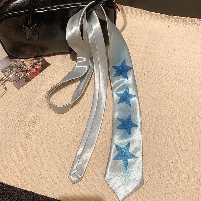 Star Gradient Neck Tie for Women Sweet Decorative Soft Neck Scarf Trendy Necktie for Theme Party Cosplay Accessories