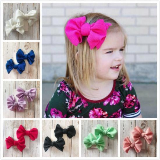 Buy 2Pcs Infant Kids Baby Girls Hair Bow Clips Headwear Ribbon Bowknot