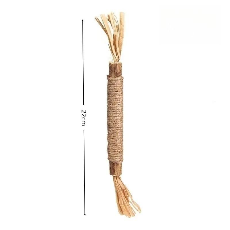 Hemp Wrapped Matatabi Cat Chew Stick Feather Molar Toy Interactive Kitten Teething Play Toy