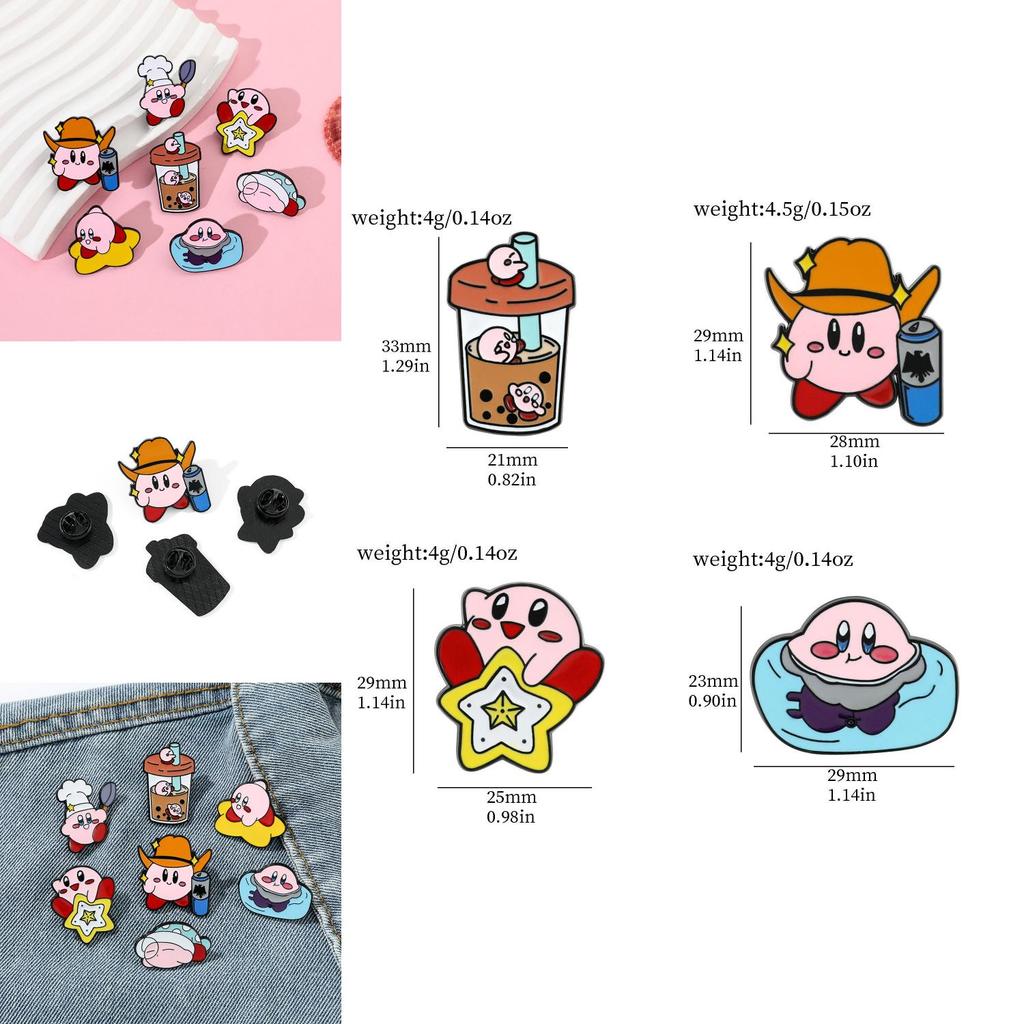 Niedliche Cartoon Kirby Brosche Kreative Legierung Milchteetasse Cowboy Kirby Taschenzubehör Anstecknadel