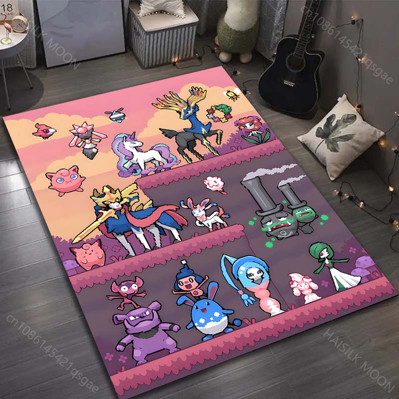 Multiple Sizes Pokemon Game Print Carpet for Living Room Bedroom Kid's Room Home Decor Non-slip Mat Area Rug Luxury Gift