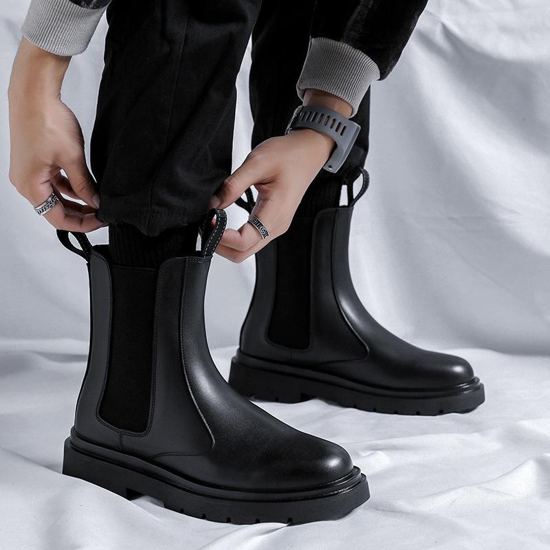 Chelsea boots men's autumn cigarette boots high-top cotton boots Martin boots men's British style platform ins tide 4501-R
