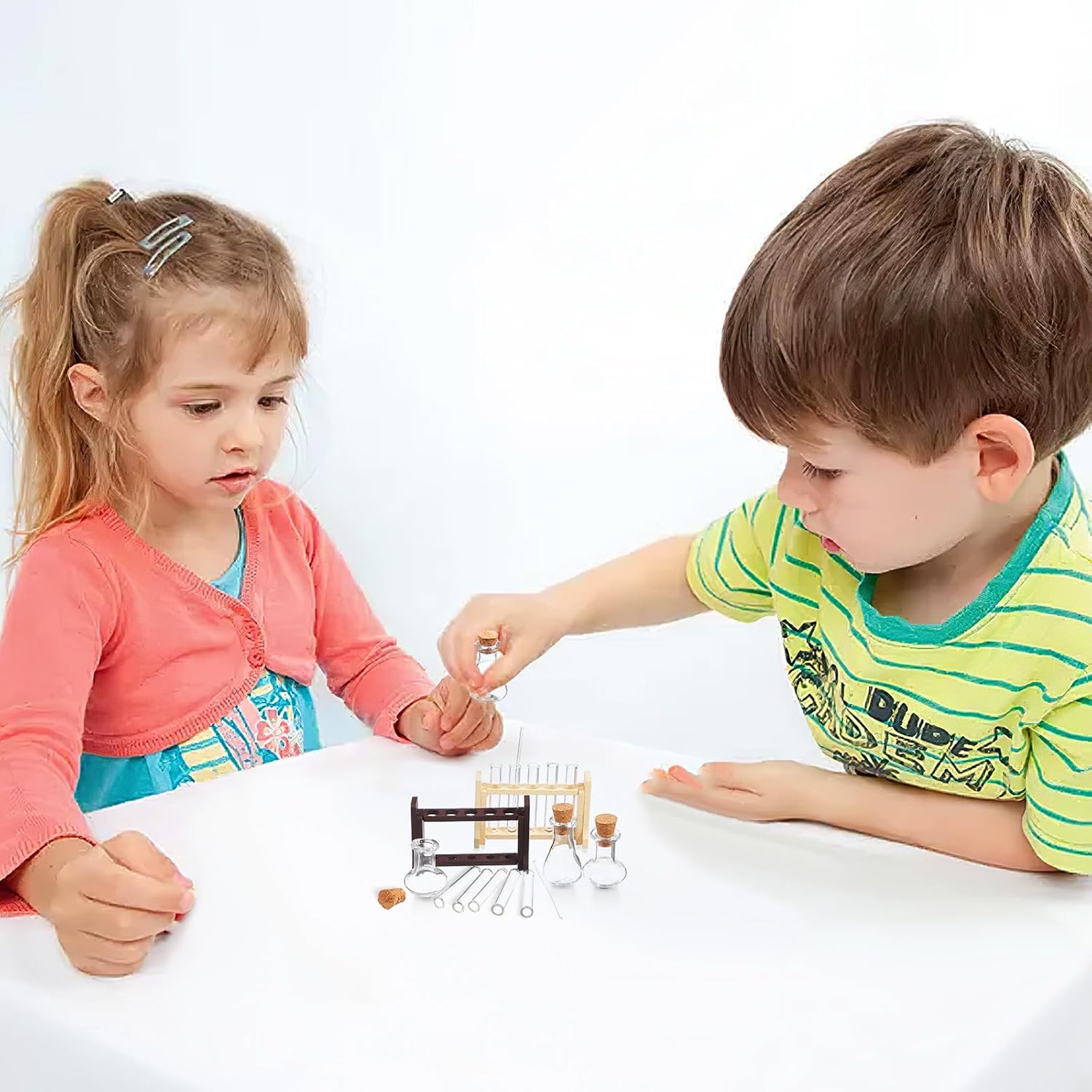 

BESTonZON 2 Sets Scale Equipment Glass Household Doll House Set Dollhouse Miniature Test Tubes Wood Decorations Tiny House Test Tubes Mini House