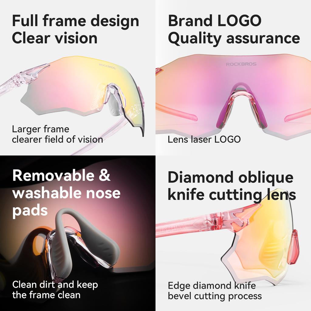 ROCKBROS Cycling Glasses Photochromic/Polarized UV400 Sunglasses MTB Road Bike Eyewear Windproof Goggles Protection Eyewear