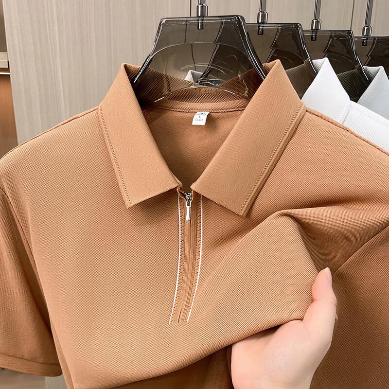 JOW Men s Blended Fabric Zipper Collar Polo Shirt 2XL/54