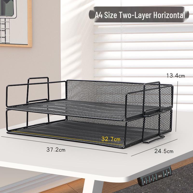 Multi-Layer Metal Mesh Document Tray A4 File Holder Storage Rack