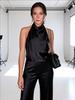 2025 Summer European & American Style Silk Satin Halter Neck Top