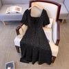 Plus Size Women's French Vintage Square Neck Floral Dresses