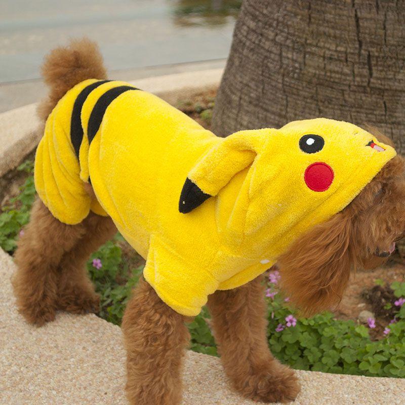 Roztomilý kostým pro mazlíčky Pokémon Go s designem Pikachu s kapucí pro psy a kočky