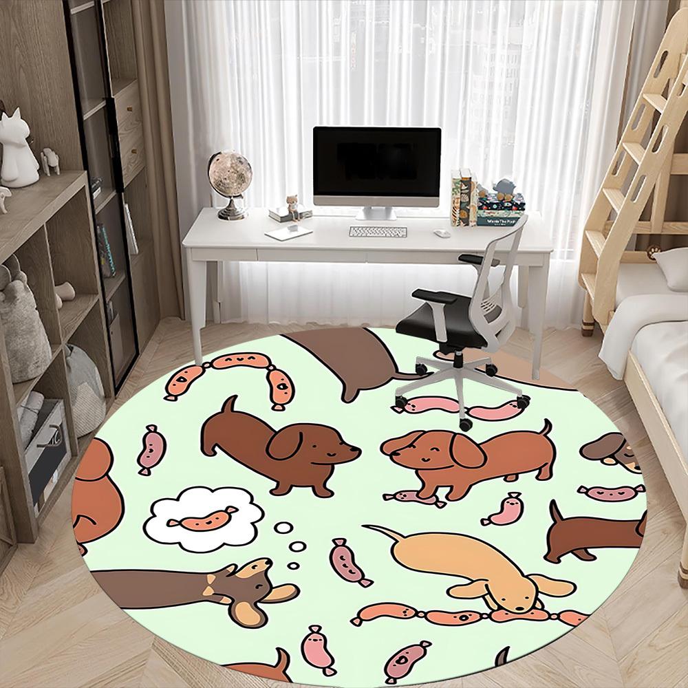 1pc Dogs Sausages Office Round Area Rug, Indoor Mat Suitable ForOffice, Under Office Chairs Bedroom Living Room Home Decor, Room Deco,  n56
