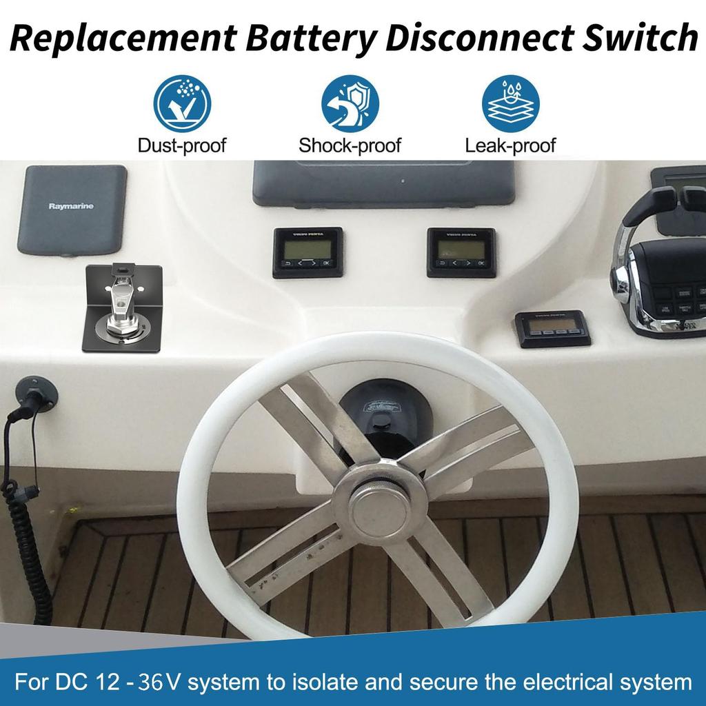 12-36V Master Battery Disconnect Switch,High Current up to 500A.Perfect for Cars, Trucks, RVs, Boats, and ATVs. Easy On/Off Operation with Face Plate