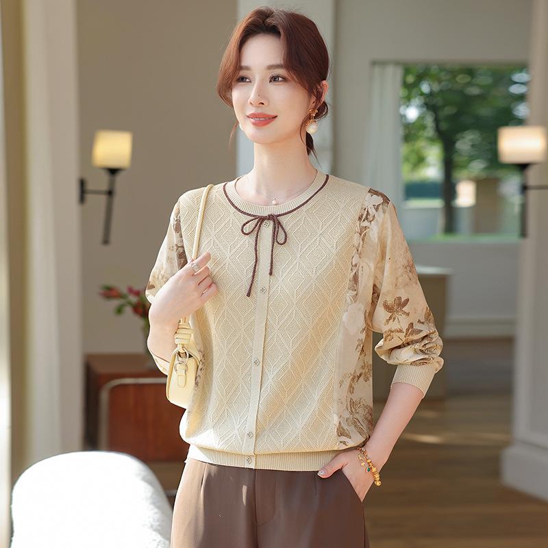 2026 Chiffon Sleeve Knit Top for Middle-Aged & Elderly Women