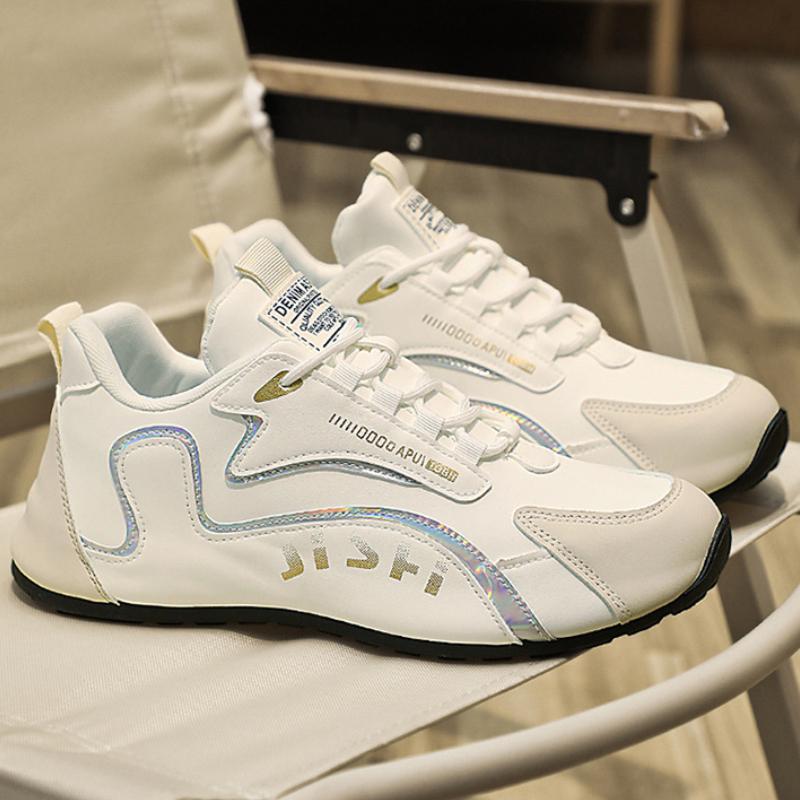 Men's PU Leather Sneakers Mesh Casual Shoes Lightweight Soft Men Sport Running Shoes Platform Vulcanized Shoe 47 Tenis Masculino