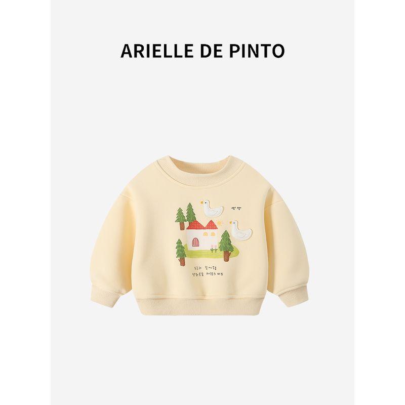 French Arielle De Pinto Girls' Fleece Sweatshirt Autumn and Winter New Baby Top Kidsren's Long-Sleeved T-Shirt