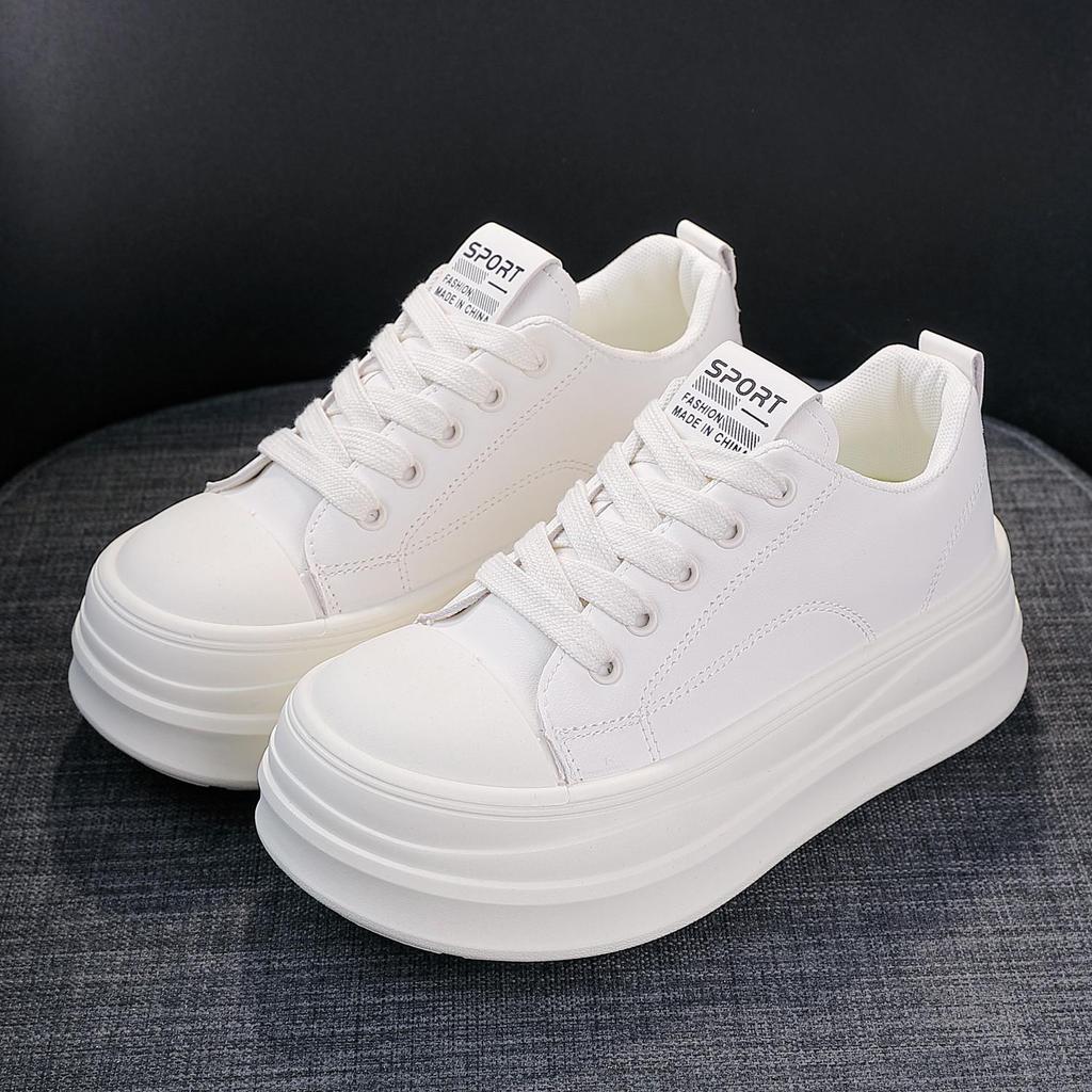 2026 Trendy Leather Platform Women's Shoes - Lightweight, Versatile, Casual, Height-Enhancing, Soft Sole for Spring & Autumn