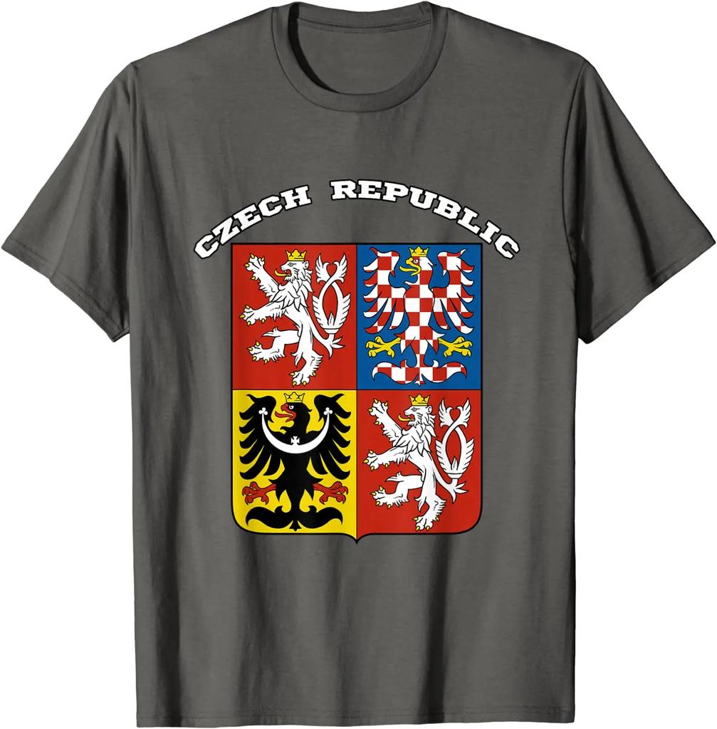 Czech Republic Coat of Arms Flag Men TShirt Short Sleeve Casual 100 Cotton ONeck Summer Shirts