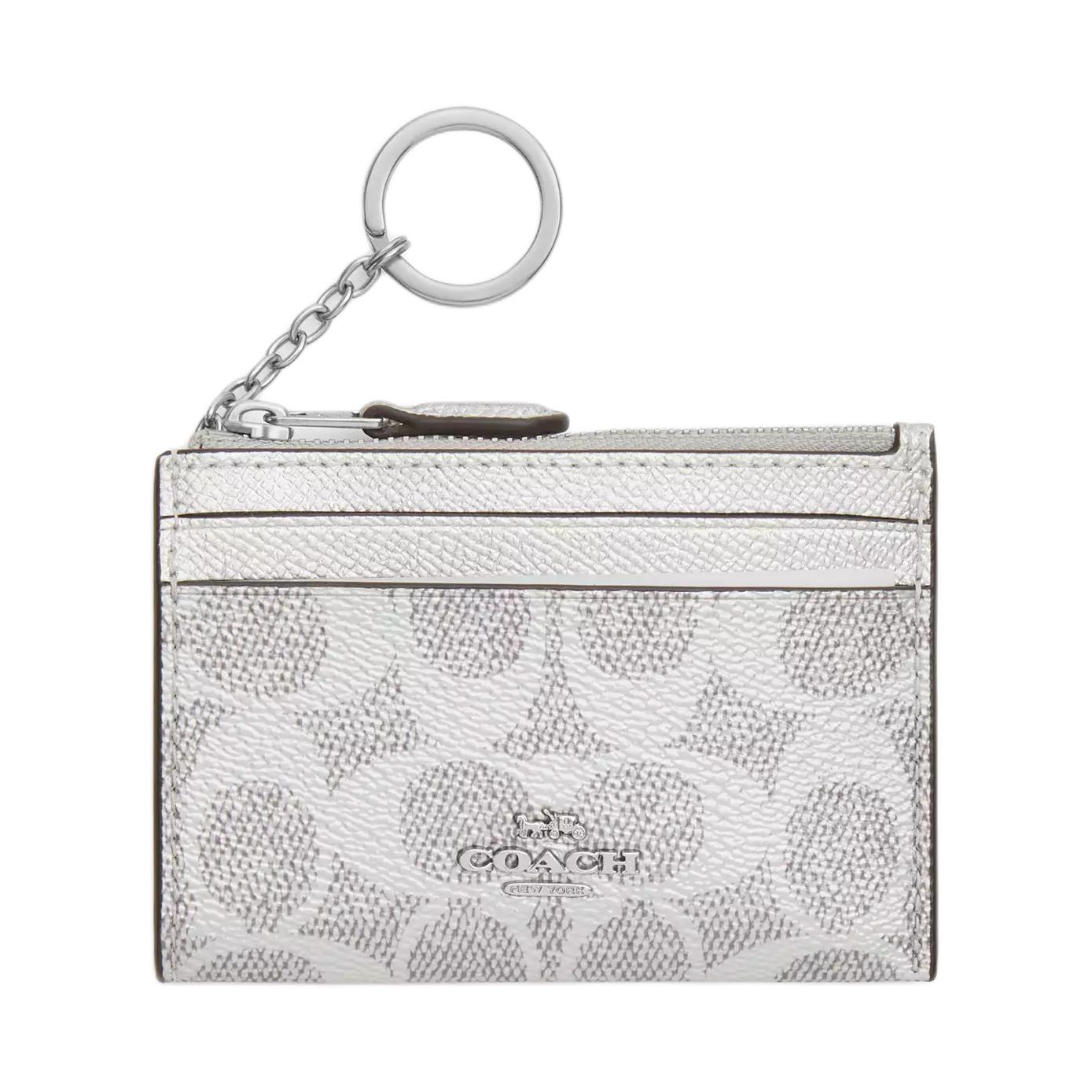 

Coach Skinny Id Case 10 L Monogram Print Silver Metal Accents Coated Canvas And Leather Card Holder Women Card Holder Gray CCS50-SVYGP Gray