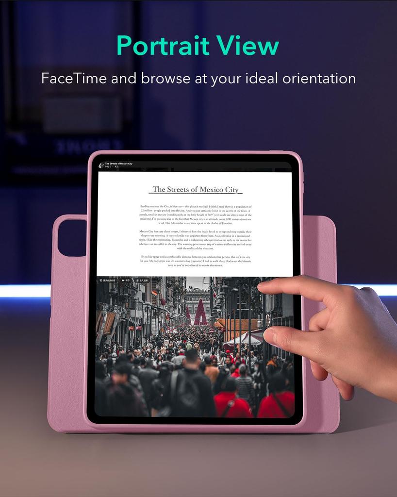 ESR iPad Pro Case Exclusive Rotating Case with Removable Magnetic 9 Adjustable Angle Rugged Shift Pink 12.9 (2022/2021, 6th/5th Generation) Cover,